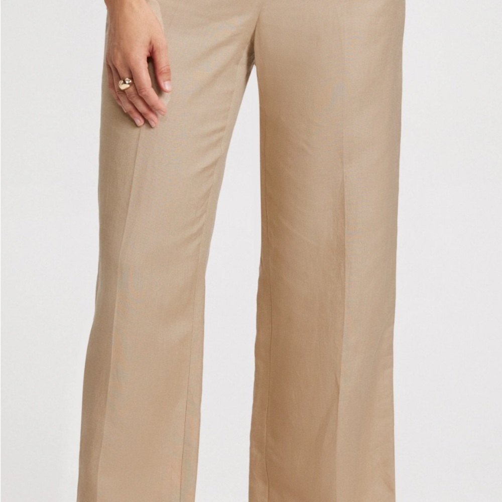 linen blend  Tan Women's Pants
